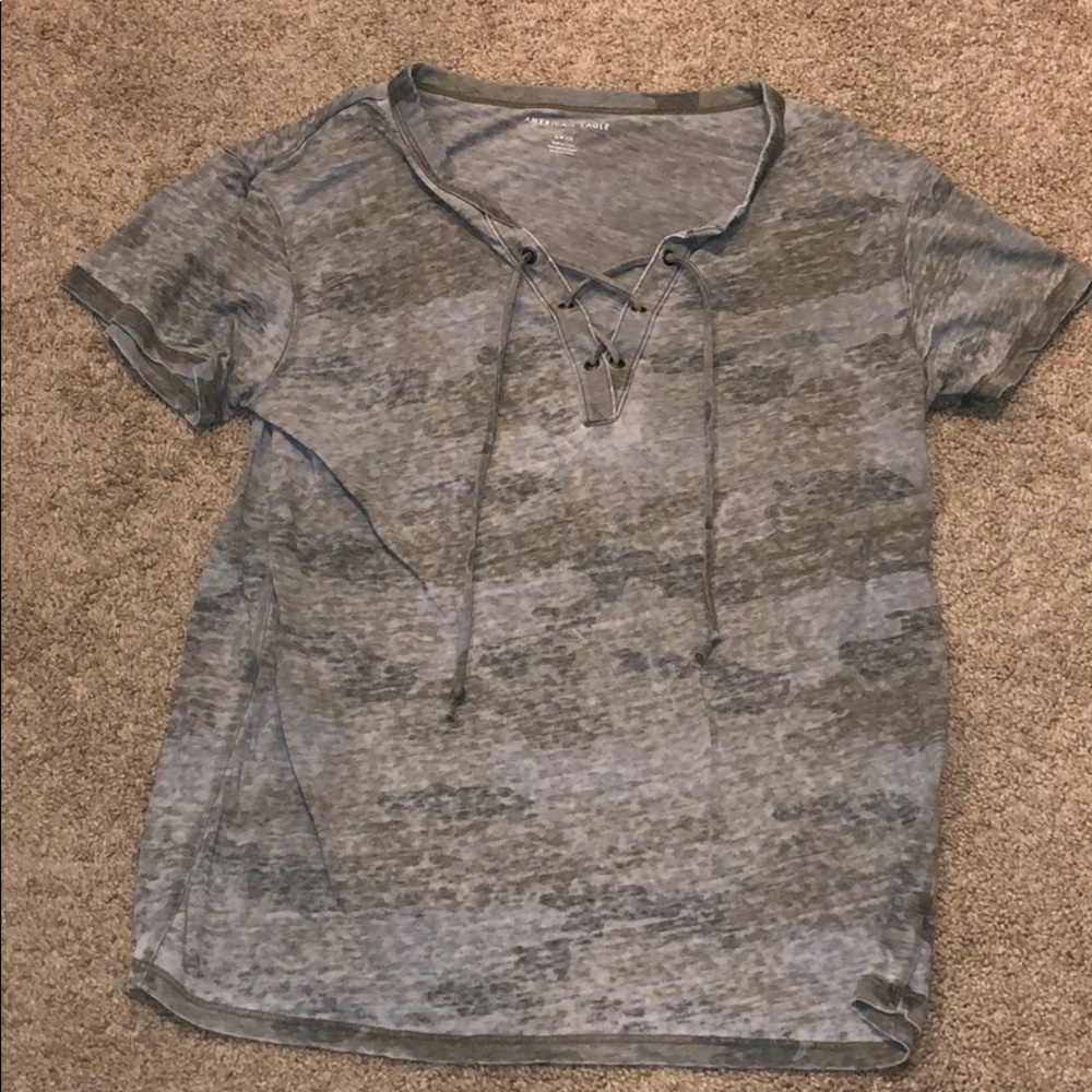 camo lace up top